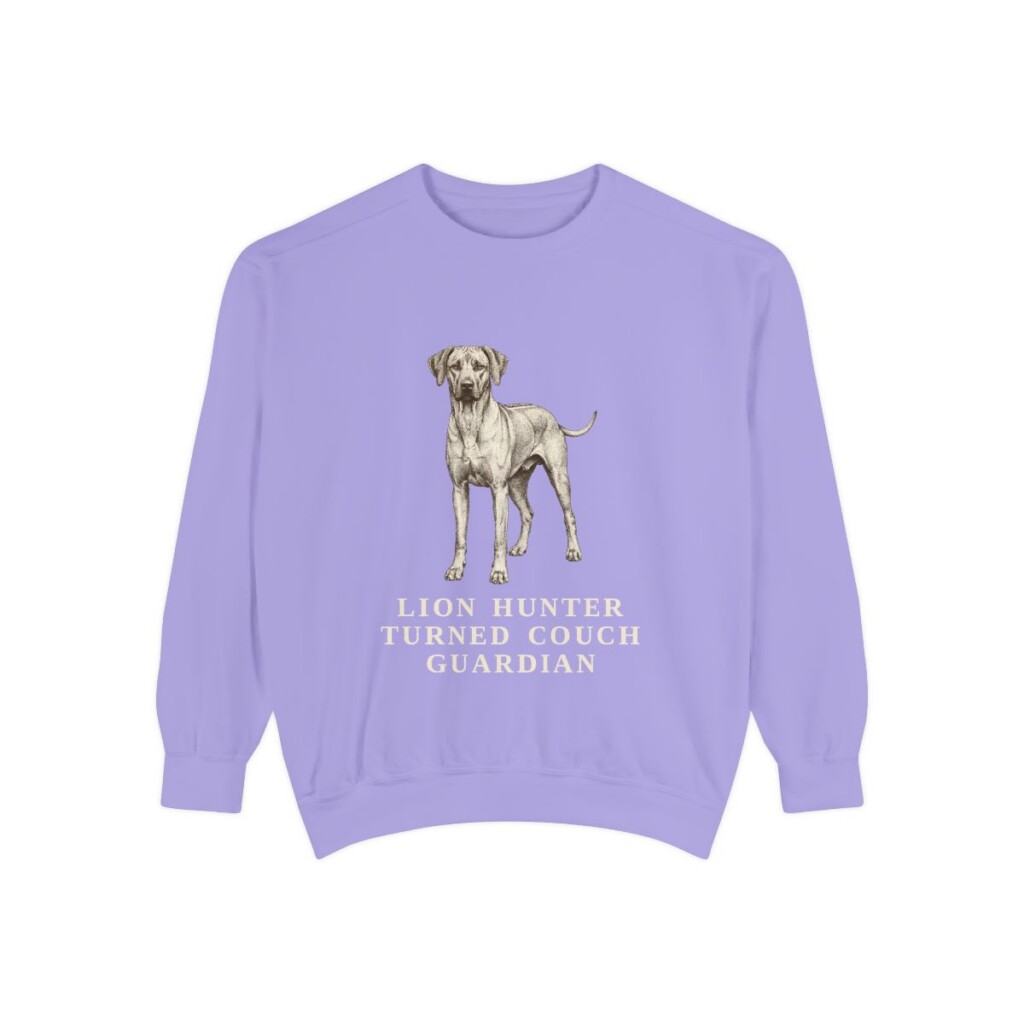 Rhodesian Ridgeback Humor Sweatshirt, Violet, front view