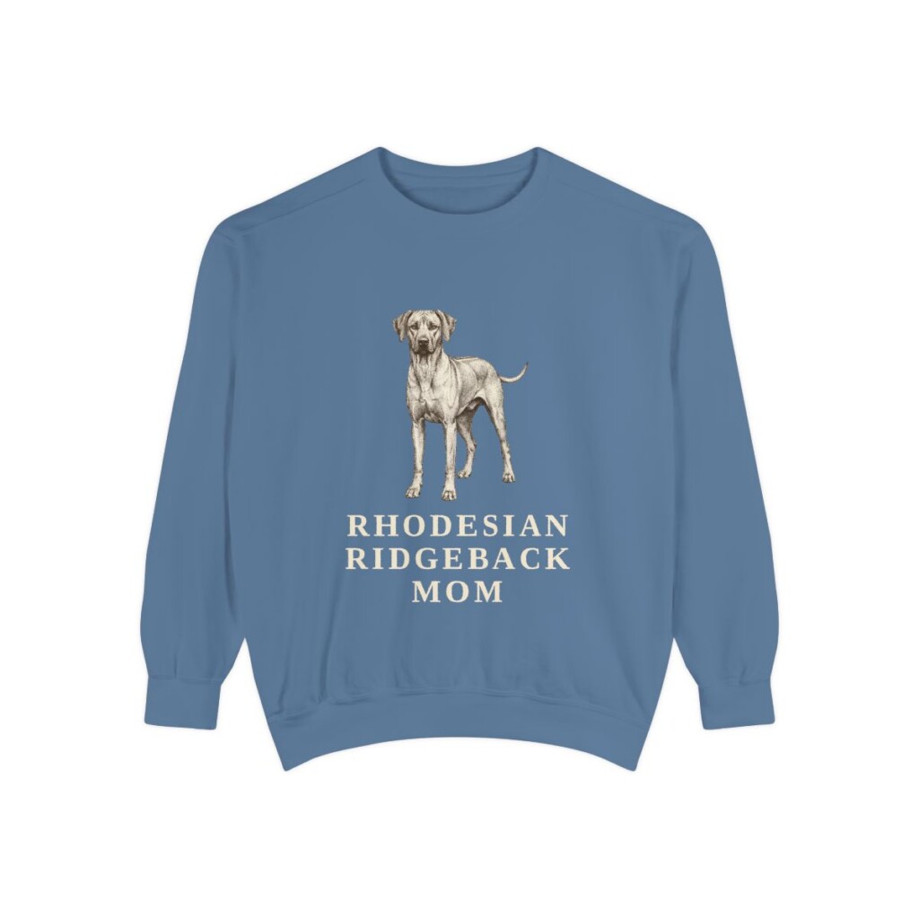 Rhodesian Ridgeback Mom Sweatshirt, Blue Jean, front view