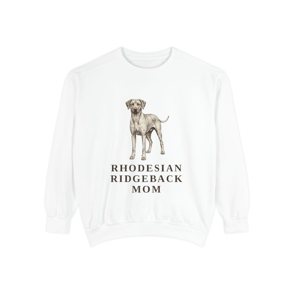 Rhodesian Ridgeback Mom Sweatshirt, White, front view