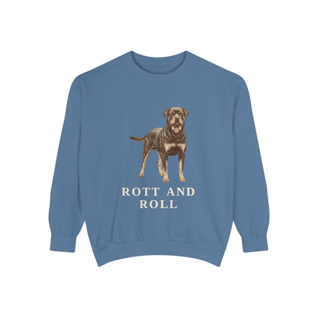 Rottweiler Humor Sweatshirt, Blue Jean, front view
