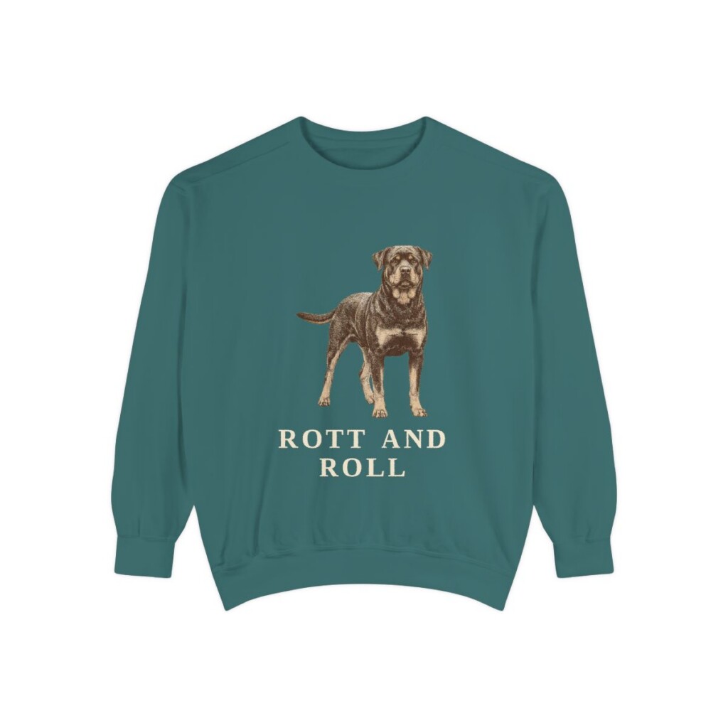 Rottweiler Humor Sweatshirt, Blue Spruce, front view