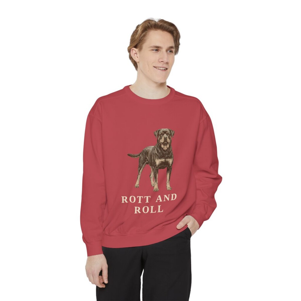 Rottweiler Humor Sweatshirt, Crimson, person 1 front