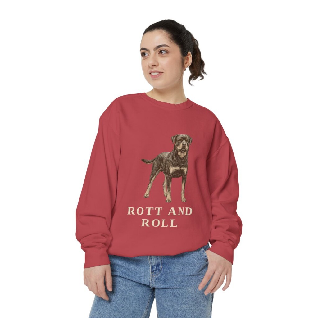 Rottweiler Humor Sweatshirt, Crimson, person 2 front