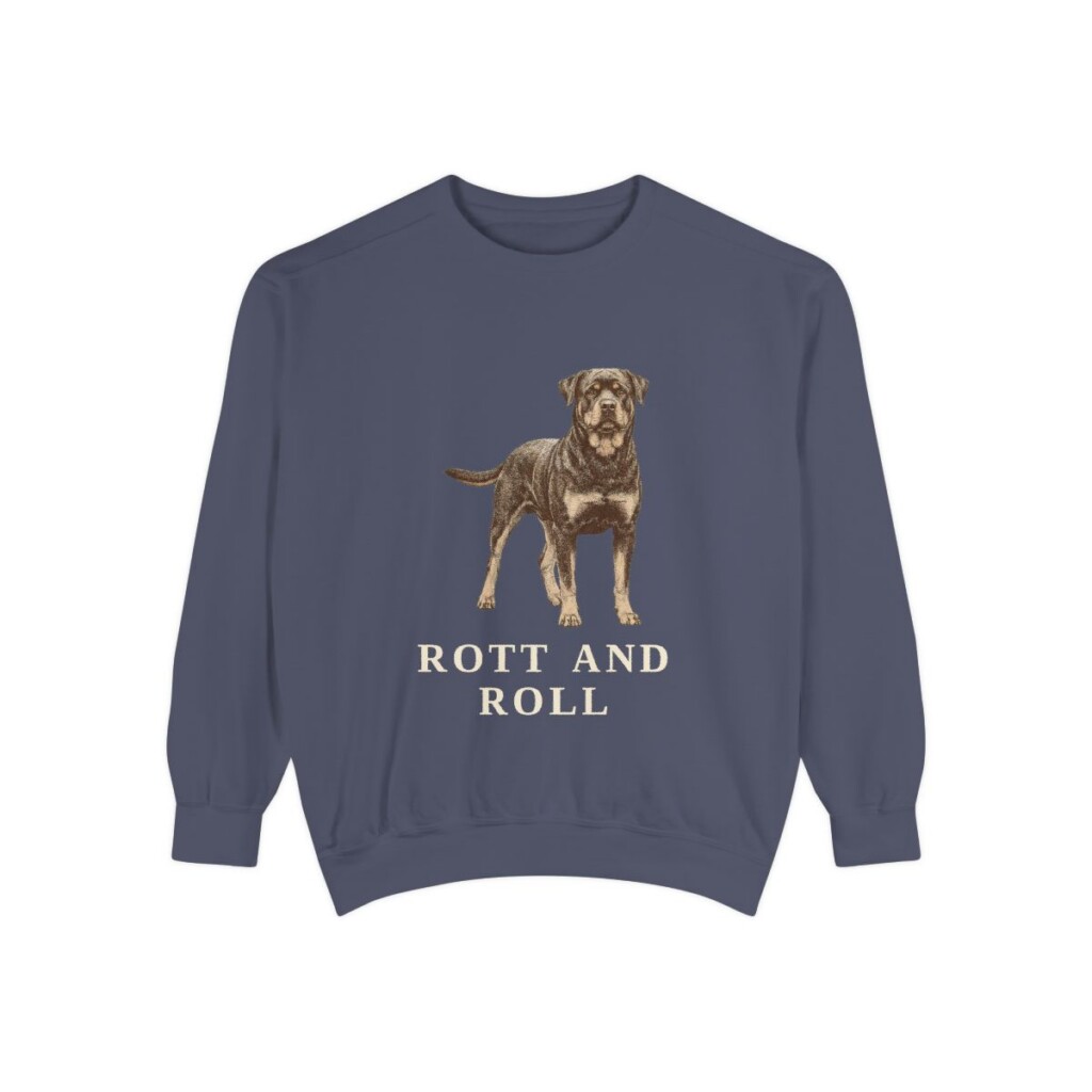 Rottweiler Humor Sweatshirt, Denim, front view