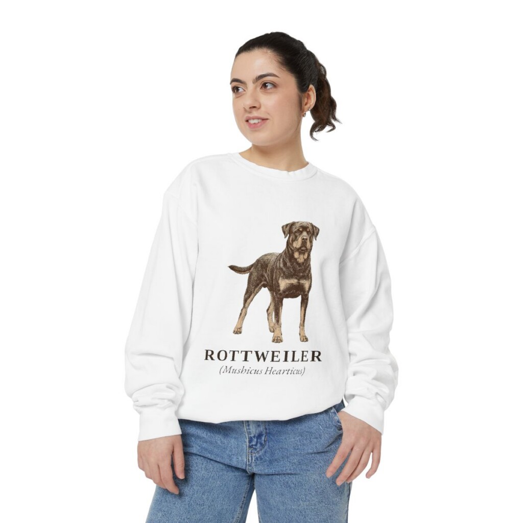 Rottweiler Latin Sweatshirt, White, person 2 front