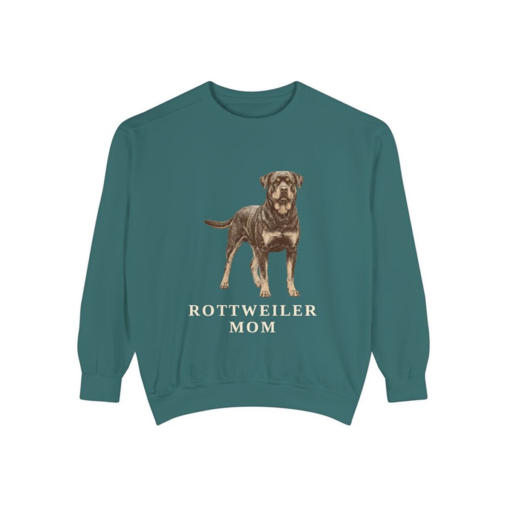 rottweiler-sweatshirt-mom-blue-spruce Rottweiler Mom Sweatshirt, Blue Spruce, front view