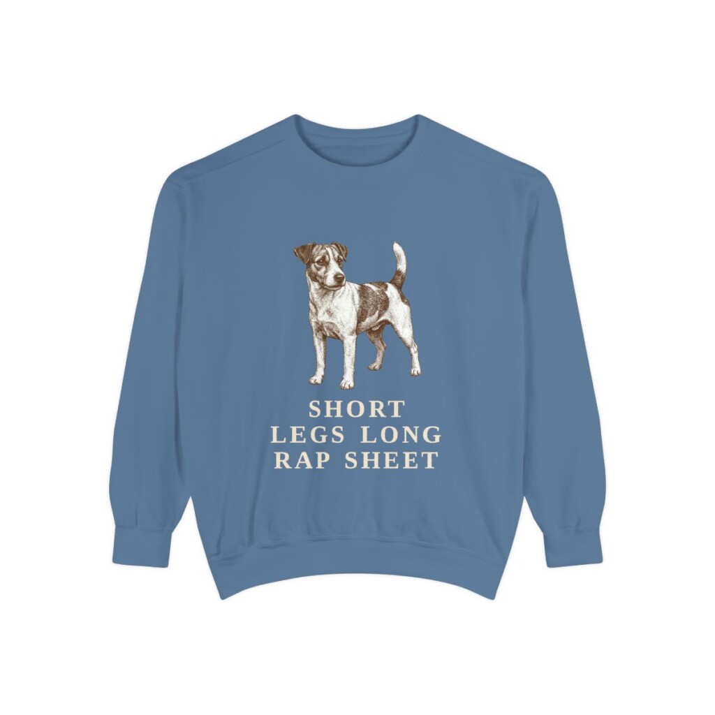 Russell Terrier Humor Sweatshirt, Blue Jean, front view