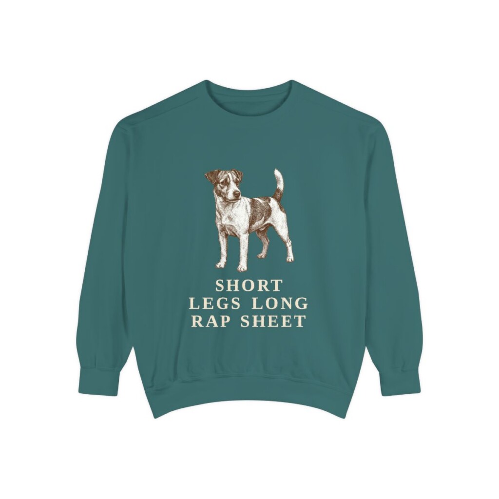 Russell Terrier Humor Sweatshirt, Blue Spruce, front view