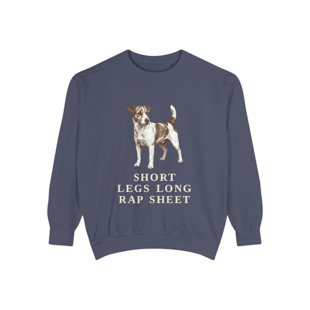 Russell Terrier Humor Sweatshirt, Denim, front view