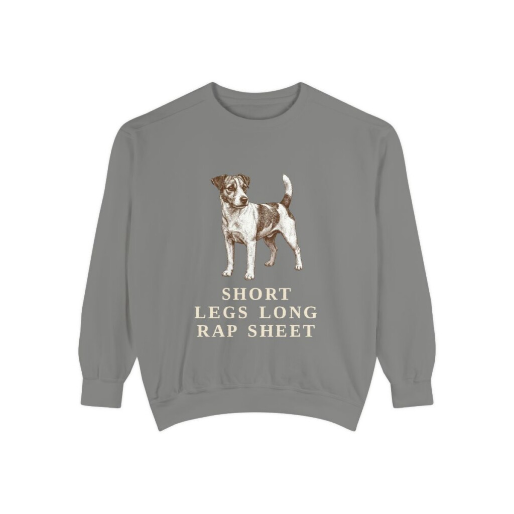 Russell Terrier Humor Sweatshirt, Grey, front view