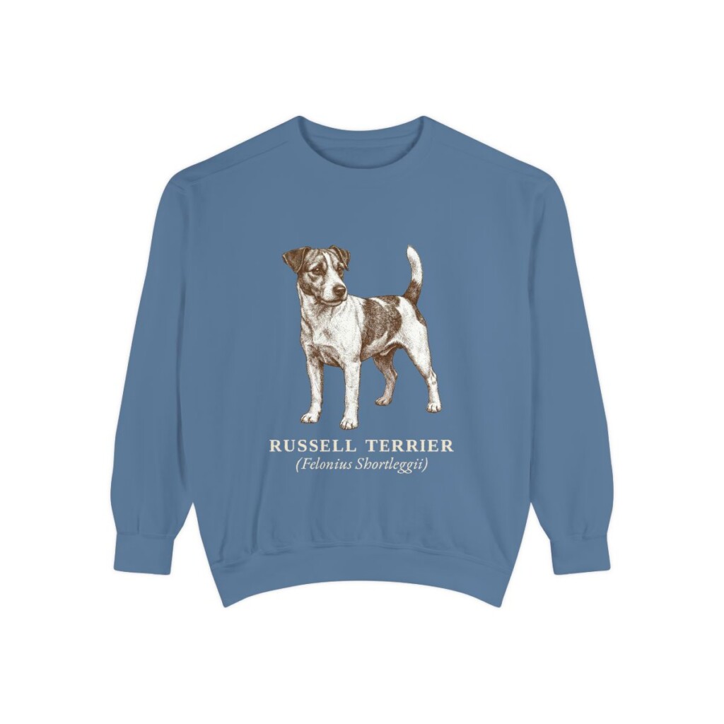 Russell Terrier Latin Sweatshirt, Blue Jean, front view