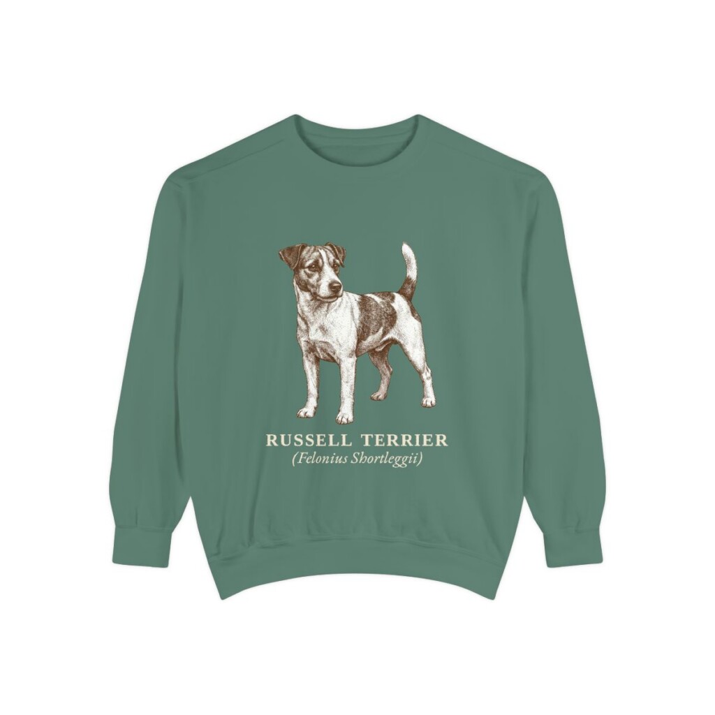 Russell Terrier Latin Sweatshirt, Light Green, front view