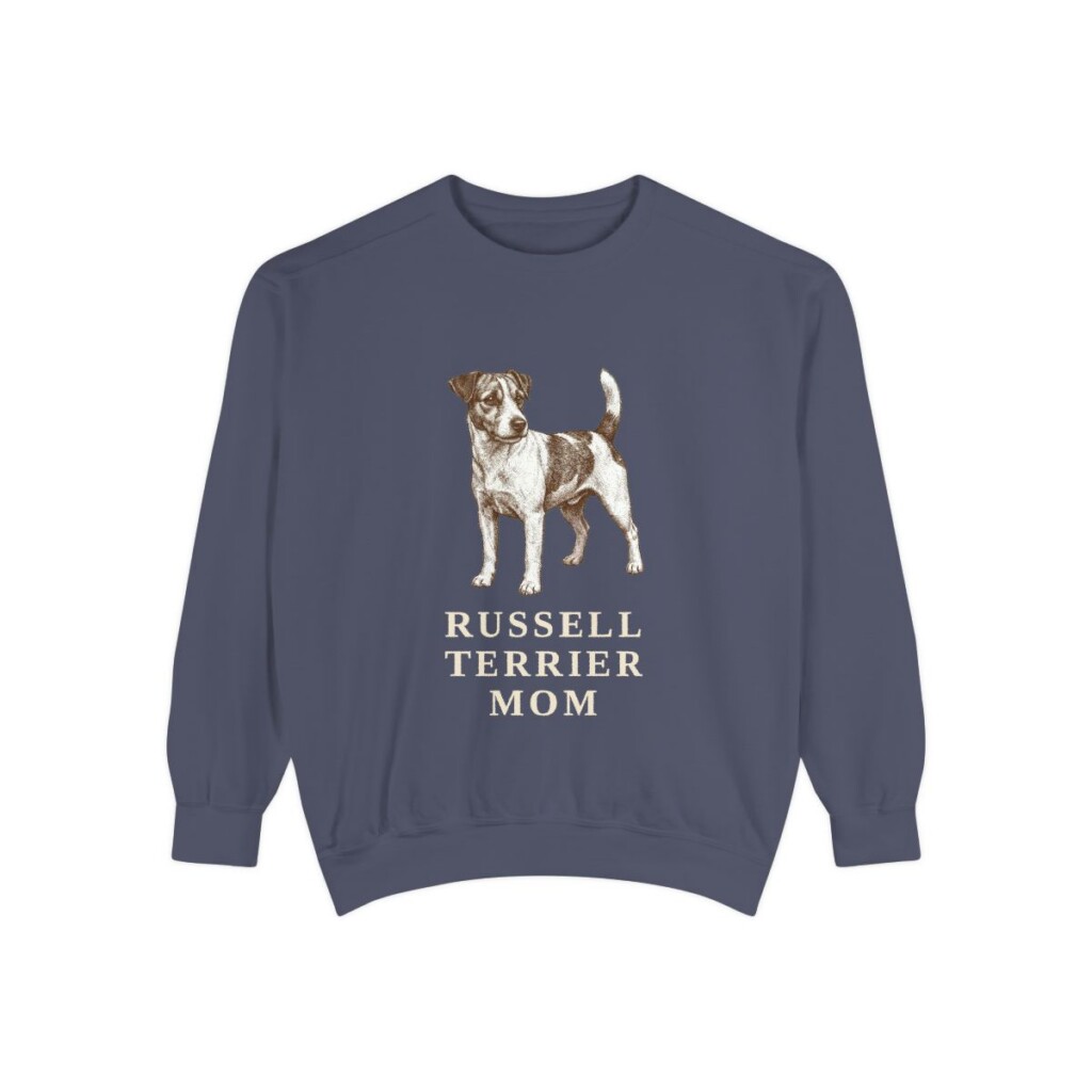 Russell Terrier Mom Sweatshirt, Denim, front view