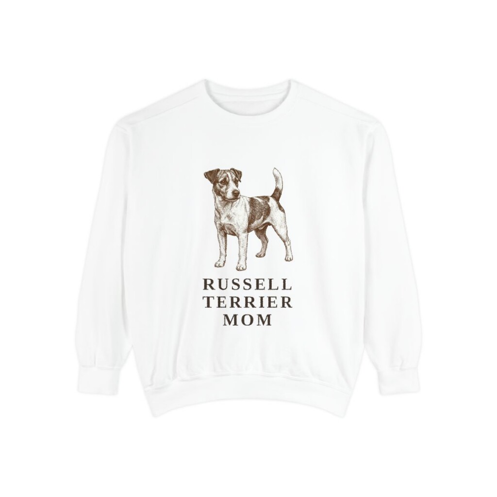 Russell Terrier Mom Sweatshirt, White, front view