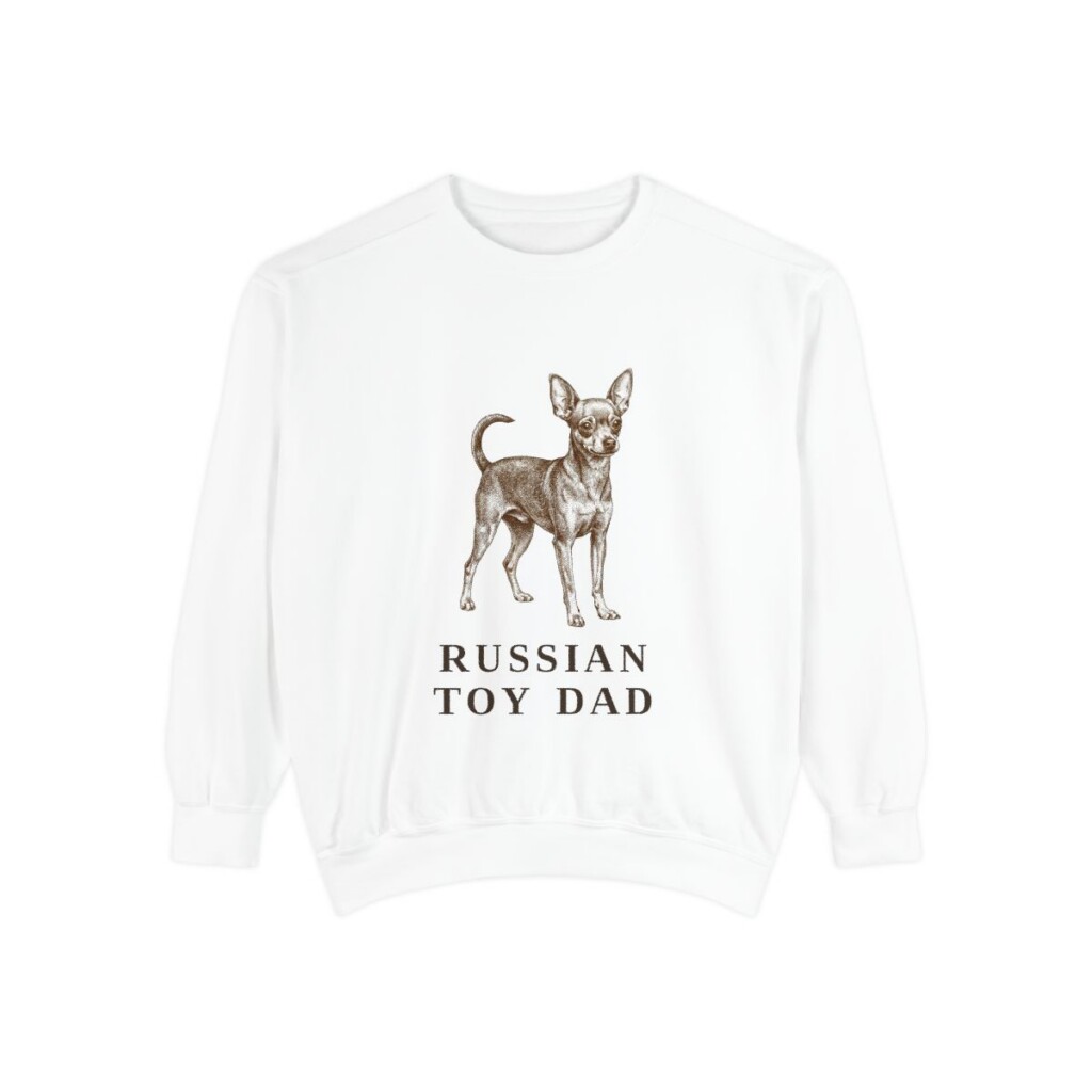 russian-toy-sweatshirt-dad-white Russian Toy Dad Sweatshirt, White, front view