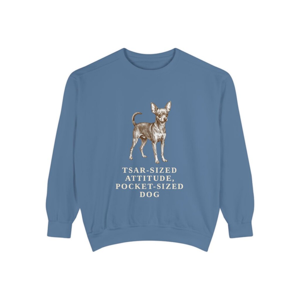 Russian Toy Humor Sweatshirt, Blue Jean, front view