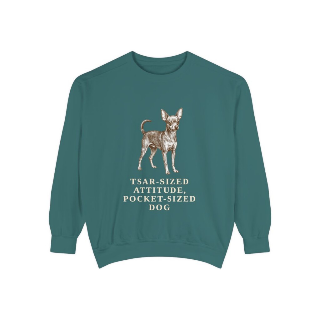 Russian Toy Humor Sweatshirt, Blue Spruce, front view