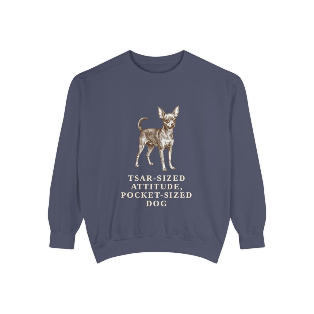 Russian Toy Humor Sweatshirt, Denim, front view