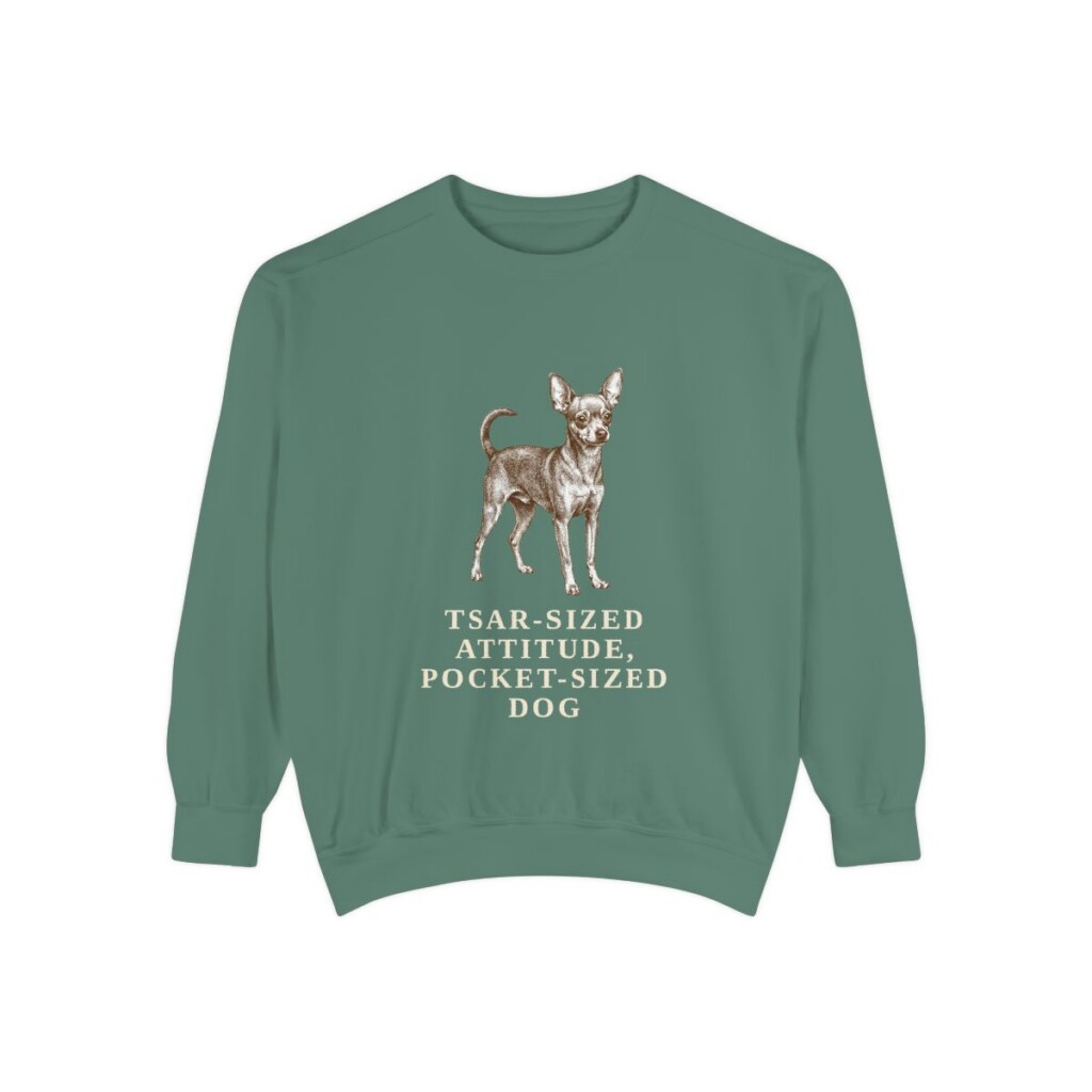 Russian Toy Humor Sweatshirt, Light Green, front view
