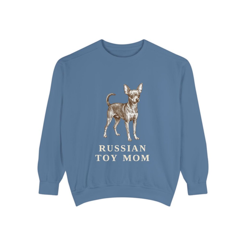 russian-toy-sweatshirt-mom-blue-jean Russian Toy Mom Sweatshirt, Blue Jean, front view