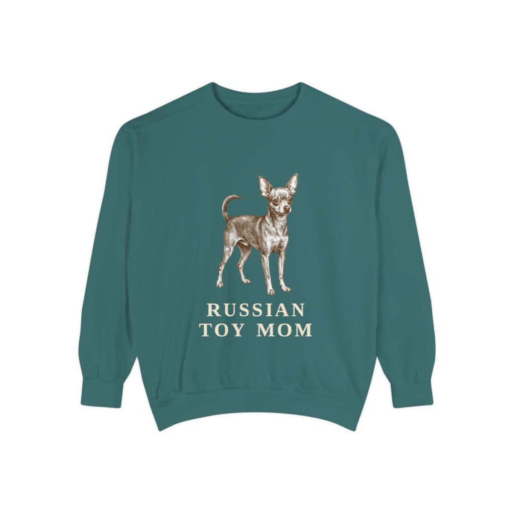 russian-toy-sweatshirt-mom-blue-spruce Russian Toy Mom Sweatshirt, Blue Spruce, front view
