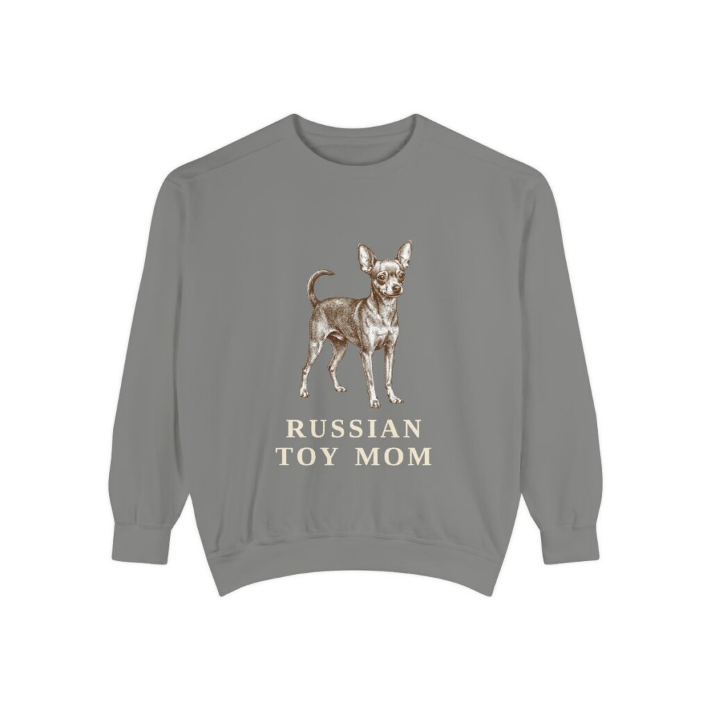 russian-toy-sweatshirt-mom-grey Russian Toy Mom Sweatshirt, Grey, front view