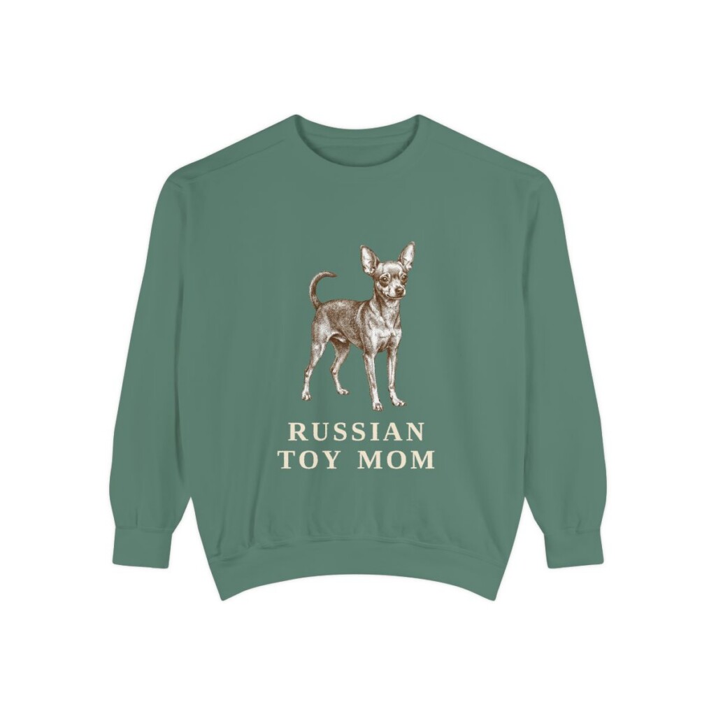 russian-toy-sweatshirt-mom-light-green Russian Toy Mom Sweatshirt, Light Green, front view