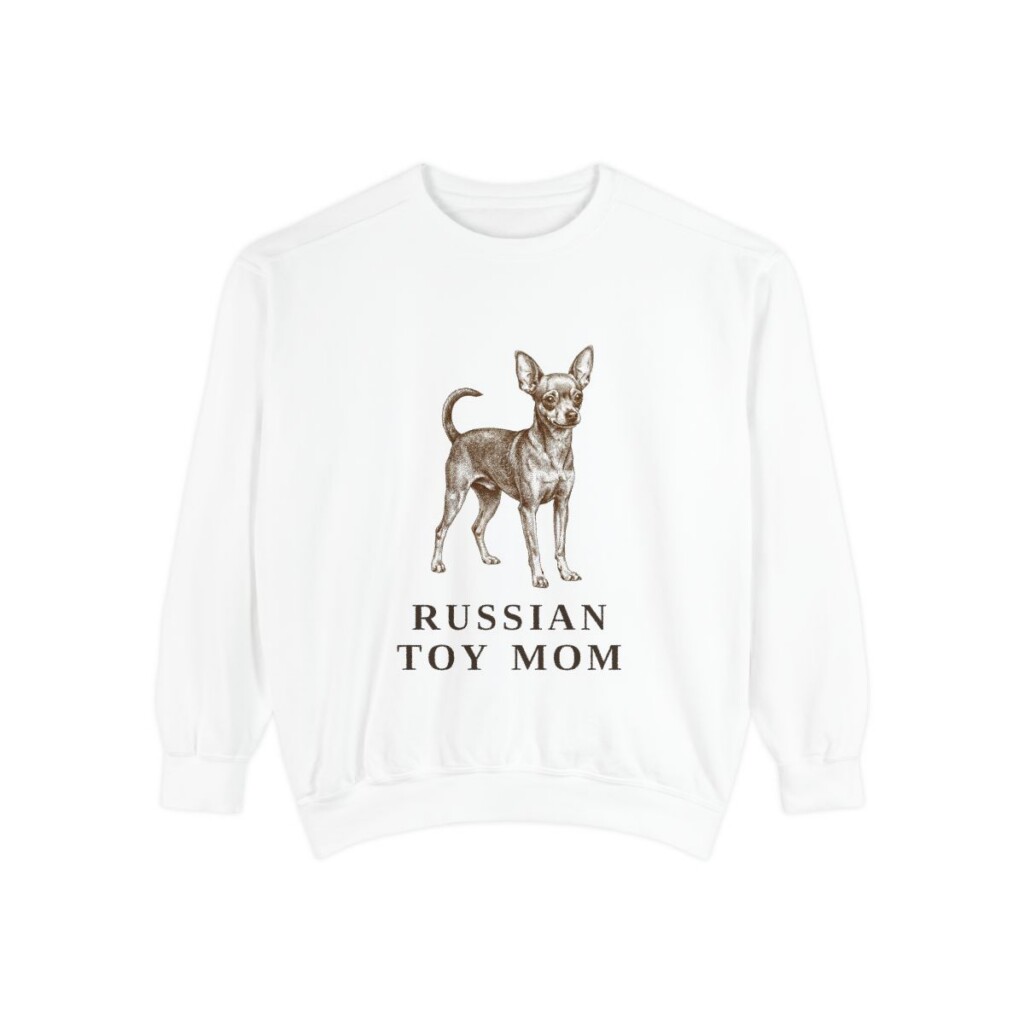 russian-toy-sweatshirt-mom-white Russian Toy Mom Sweatshirt, White, front view