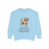 russian-tsvetnaya-bolonka-sweatshirt-chambray Russian Tsvetnaya Bolonka Sweatshirt, Chambray, front view