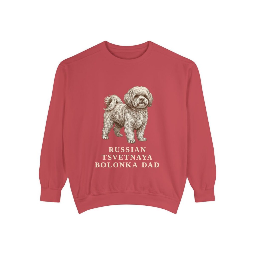 Russian Tsvetnaya Bolonka Dad Sweatshirt, Crimson, front view