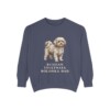 Russian Tsvetnaya Bolonka Dad Sweatshirt, Denim, front view