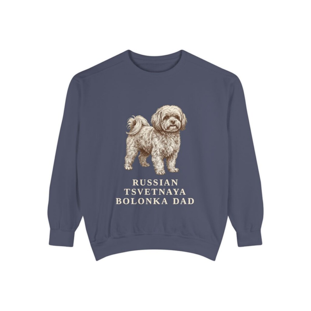 Russian Tsvetnaya Bolonka Dad Sweatshirt, Denim, front view