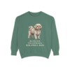 Russian Tsvetnaya Bolonka Dad Sweatshirt, Light Green, front view