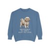 Russian Tsvetnaya Bolonka Humor Sweatshirt, Blue Jean, front view