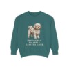 Russian Tsvetnaya Bolonka Humor Sweatshirt, Blue Spruce, front view