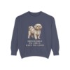 Russian Tsvetnaya Bolonka Humor Sweatshirt, Denim, front view