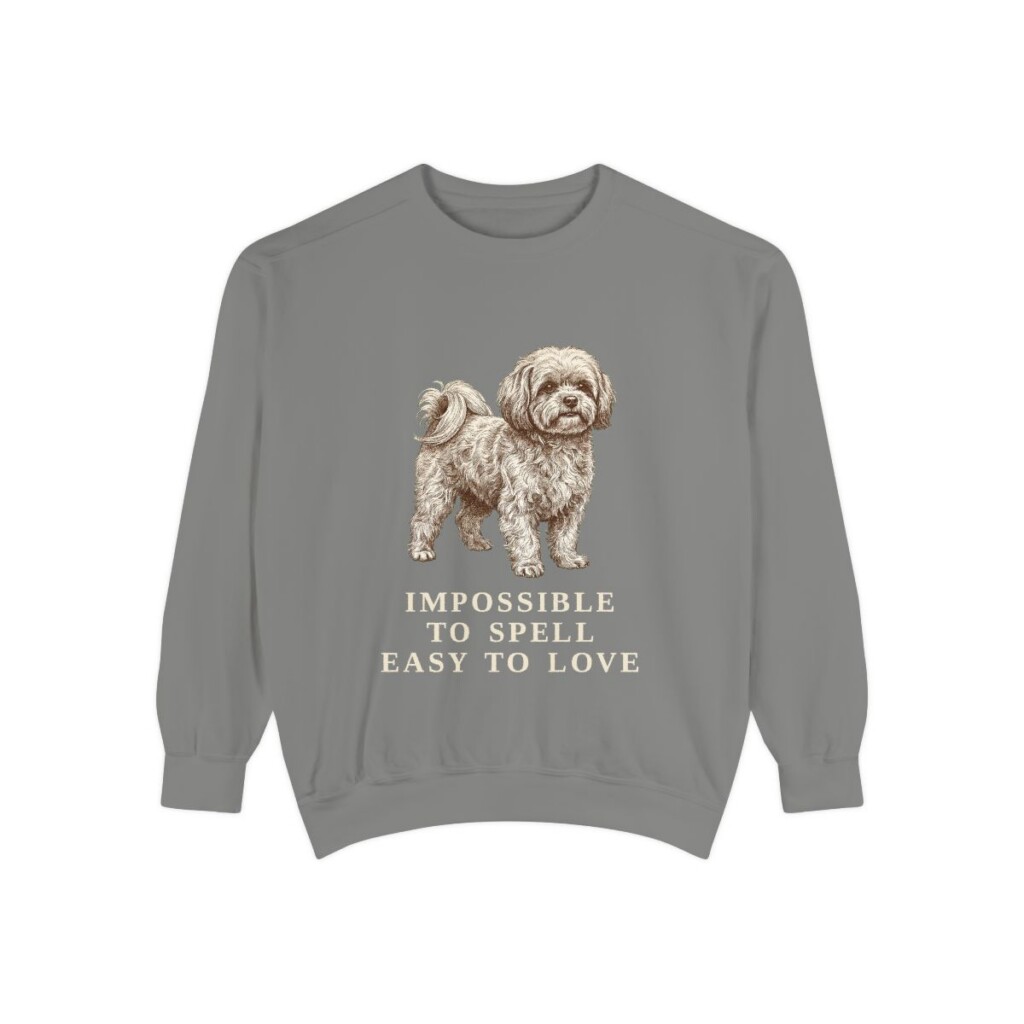 Russian Tsvetnaya Bolonka Humor Sweatshirt, Grey, front view