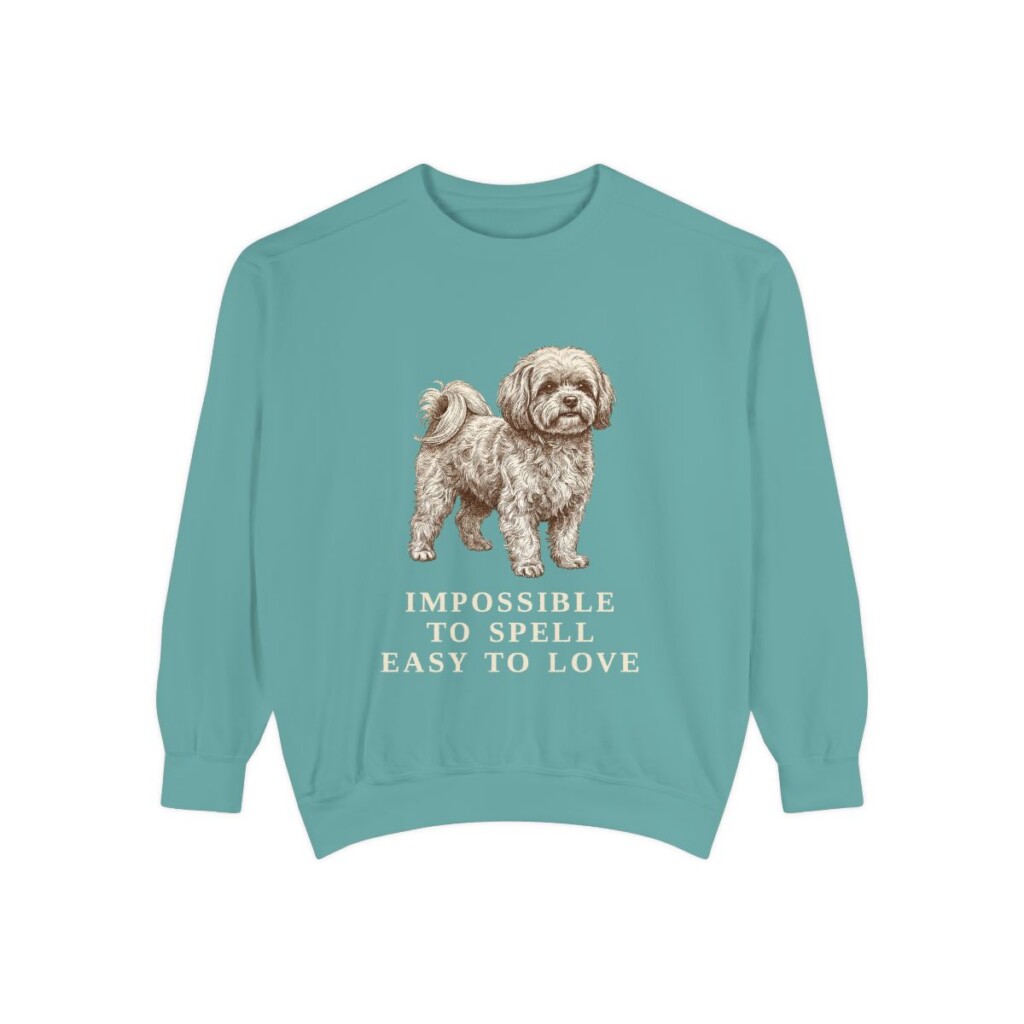 Russian Tsvetnaya Bolonka Humor Sweatshirt, Seafoam, front view