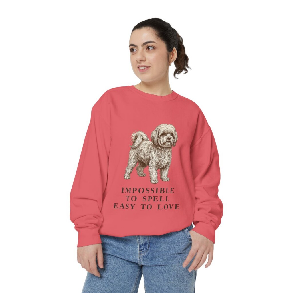 Russian Tsvetnaya Bolonka Humor Sweatshirt, Watermelon, person 2 front
