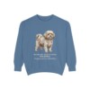Russian Tsvetnaya Bolonka Latin Sweatshirt, Blue Jean, front view