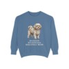 Russian Tsvetnaya Bolonka Mom Sweatshirt, Blue Jean, front view