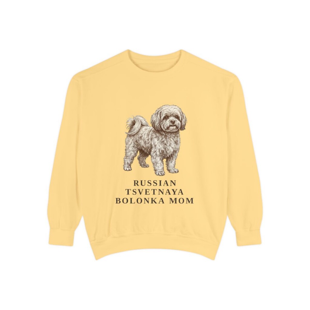 Russian Tsvetnaya Bolonka Mom Sweatshirt, Butter, front view