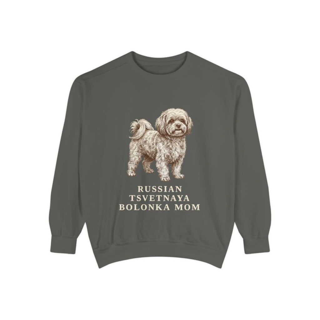 Russian Tsvetnaya Bolonka Mom Sweatshirt, Pepper, front view