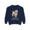 Russian Tsvetnaya Bolonka Mom Sweatshirt, True Navy, front view