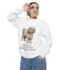 Russian Tsvetnaya Bolonka Mom Sweatshirt, White, person 2 context