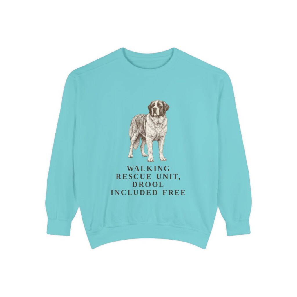 saint-bernard-sweatshirt-humor-chalky-mint Saint Bernard Humor Sweatshirt, Chalky Mint, front view