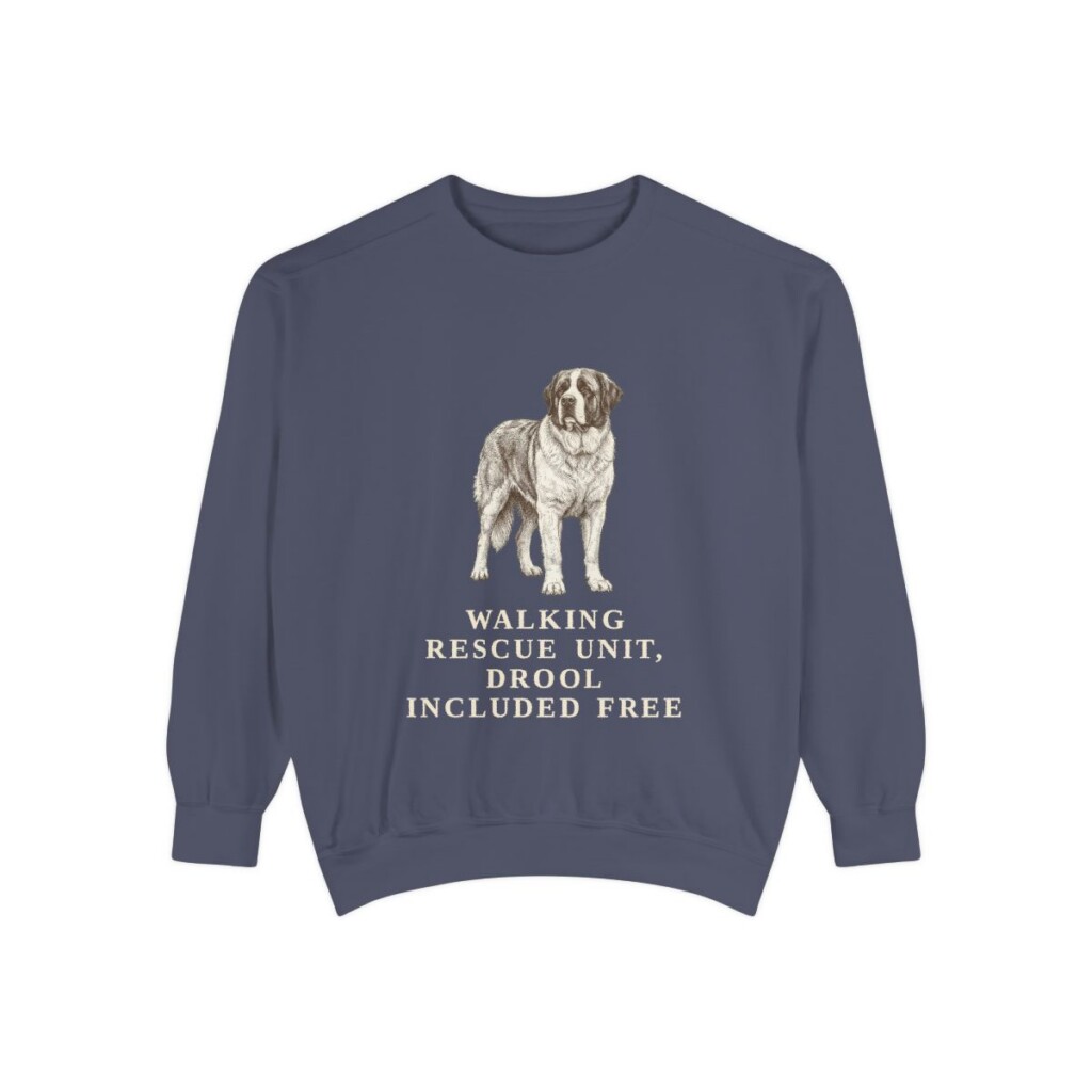 saint-bernard-sweatshirt-humor-denim Saint Bernard Humor Sweatshirt, Denim, front view