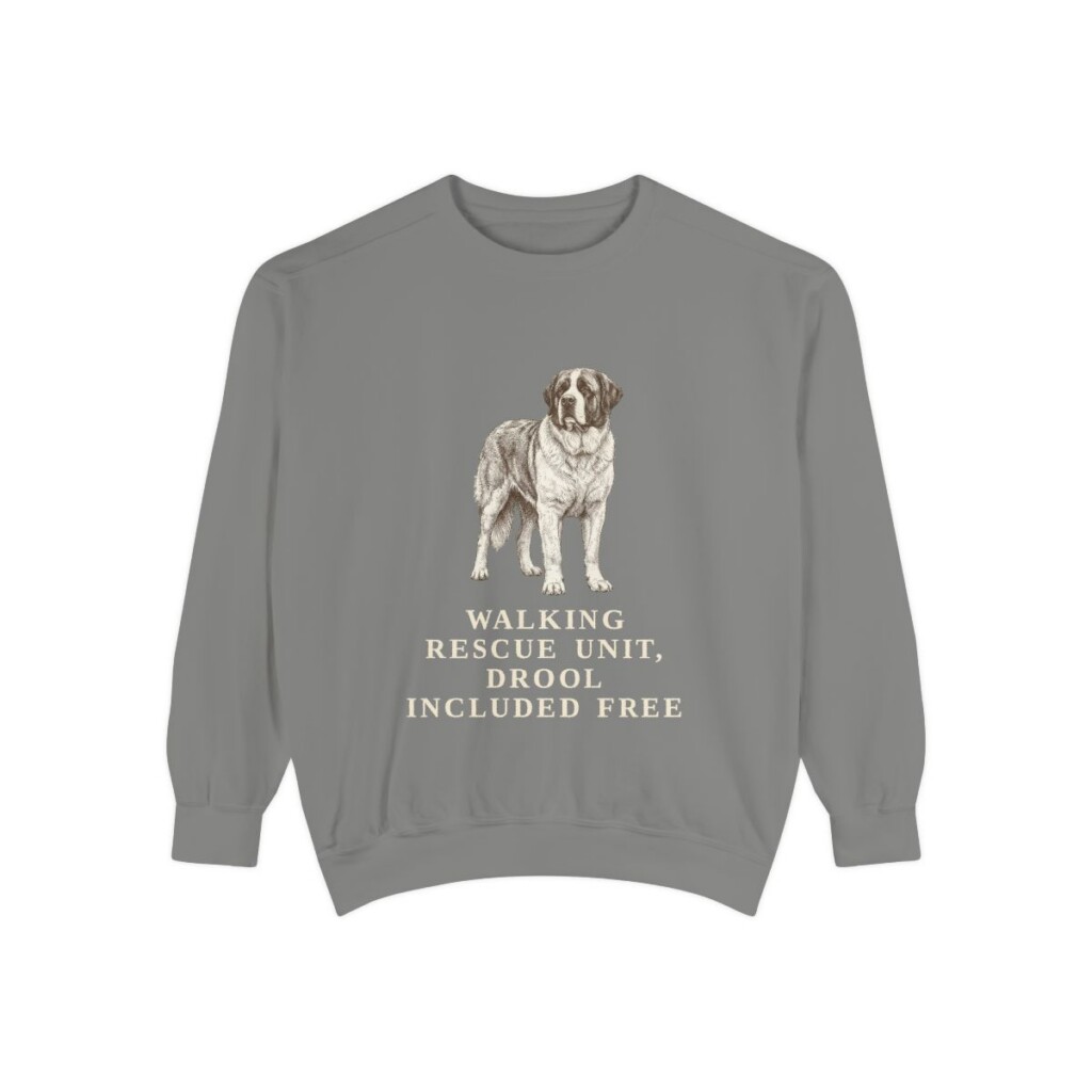 saint-bernard-sweatshirt-humor-grey Saint Bernard Humor Sweatshirt, Grey, front view