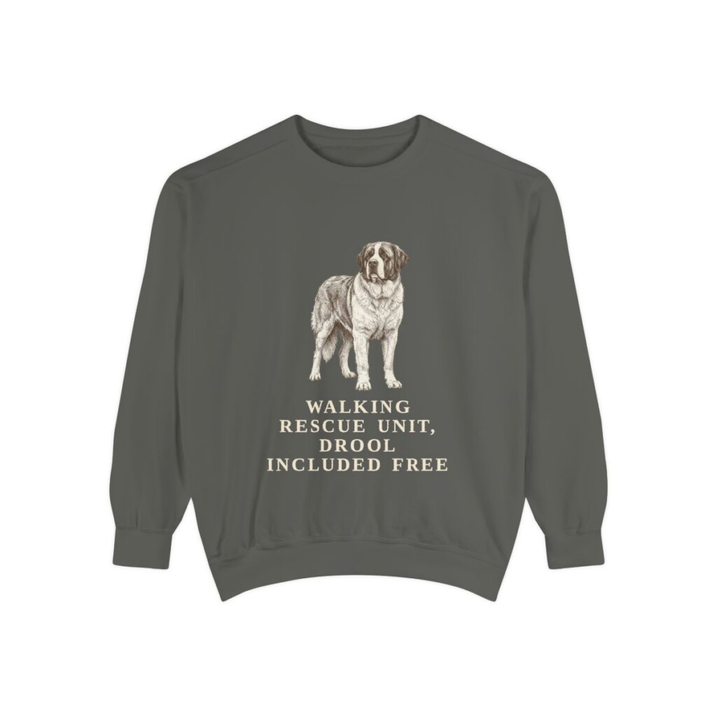 saint-bernard-sweatshirt-humor-pepper Saint Bernard Humor Sweatshirt, Pepper, front view