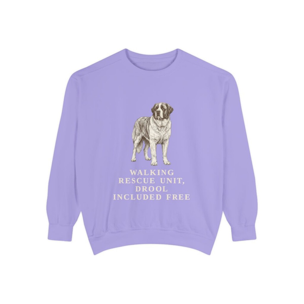 saint-bernard-sweatshirt-humor-violet Saint Bernard Humor Sweatshirt, Violet, front view